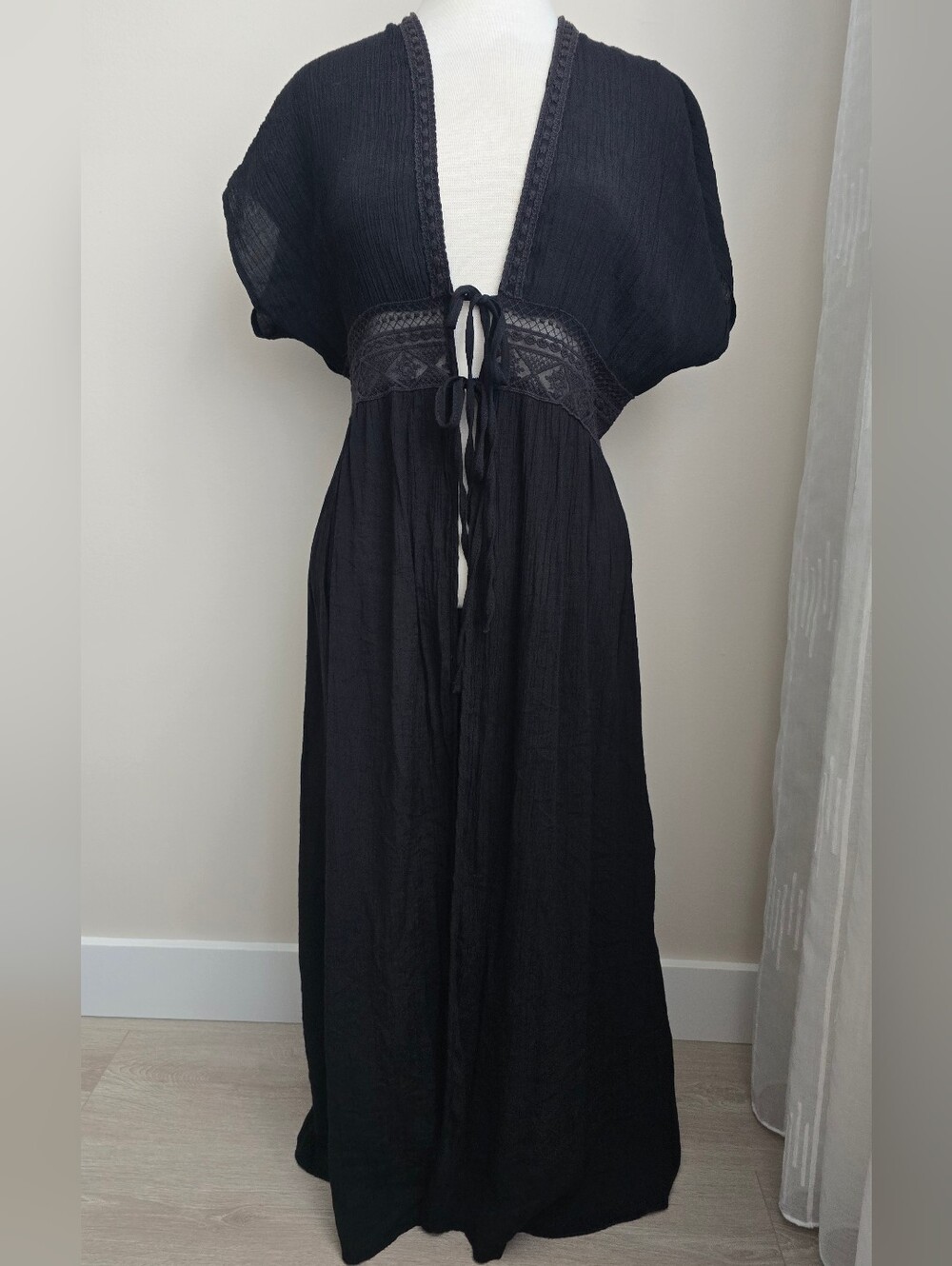 Black Women’s Swim Coverup Caftan Boho One Size